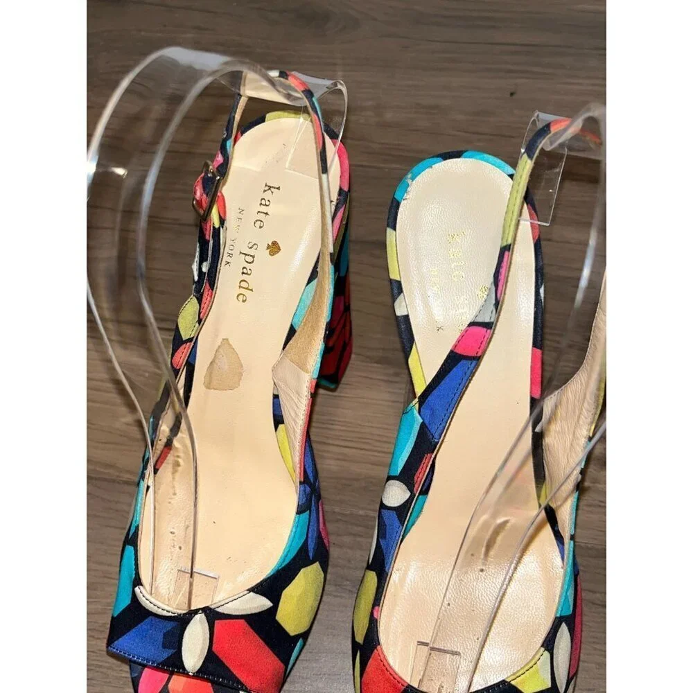 Kate Spade Multicolour Slingback Platform Heels Peep Toe Sandel Women's tSize 7